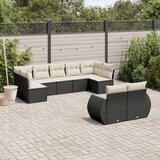  9-dijelni set vrtnih sofa s jastucima crni od poliratana | shoptok.hr