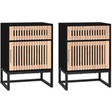 Maison Chic Dvo delni komplet Nočne omarice - Nočne mize črna 40x30x55,5cm inženirski les in železo, (21688548) | Shoptok.si