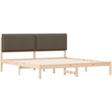  Krevetni okvir s tapiciranim uzglavljem Sivo-smeđa 200 x 200 cm - Smeđa i taupe 200 x 200 cm | shoptok.hr