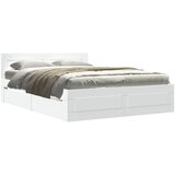 Maison Chic Posteljni okvir - Dvoposteljna postelja - Zakonska postelja z vzglavjem brez vzmetnice bel 120x200 cm, (21693720) | Shoptok.si