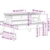  Stol za piknik za djecu bijeli 88x97x52 cm od masivne borovine | shoptok.hr