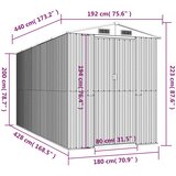  Vrtno spremište svjetlosmeđe 192x440x223 cm pocinčani čelik | shoptok.hr