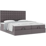 vidaXL Otomanski posteljni okvir z vzmetnicami siv 200x200cm um. usnje | Shoptok.si