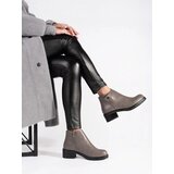 Shelvt Grey ankle boots made of faux leather | shoptok.hr