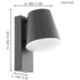 Eglo Caldiero-c vanjska/zidna/1, led, e27, 9w, antracit/bijela | shoptok.hr