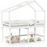 Maison Chic Postelja za odrasle - Posteljni Okvir z lestvijo in streho bel 90x190 cm borovina, (22082416) u