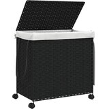  Košara za rublje s kotačima crna 60 x 35 x 60,5 cm od ratana | shoptok.hr