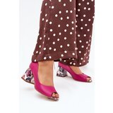 Boto Leather pumps with decorative heel Fuchsia Lewski Shoes | Shoptok.si