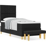 vidaXL vzmetnica na škatli z vzmetnico in klopjo Črna 80x200 cm Tkanina, (22082796) | Shoptok.si