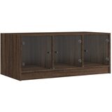  The Living Store Klubska mizica s steklenimi vrati rjavi hrast 102x50x42 cm - Klubska Mizica, (21444150) | Shoptok.si