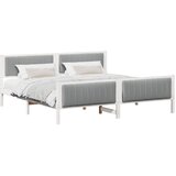  Okvir kreveta s uzglavljem Bijela i svijetlosiva 200 x 200 cm | shoptok.hr