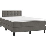 vidaXL Box spring postelja z vzmetnico temno siv 120x190 cm žamet | Shoptok.si