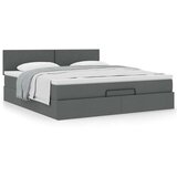 vidaXL Otomanski posteljni okvir z vzmetnico siv 160x200 cm blago | Shoptok.si
