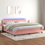 The Living Store Box spring postelja z vzmetnico LED roza 200x200 cm žamet - Box Spring Postelja, (21438663) Cene