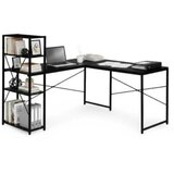 Bolzz Ugaoni radni sto sa policama – Black LOFT ModernHome | Eponuda.com