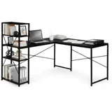 Ugaoni radni sto sa policama – Black LOFT ModernHome