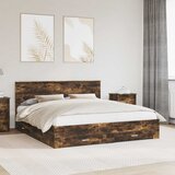  Krevetna konstrukcija s ladicama Dimljeni hrast 200 x 200 cm | shoptok.hr