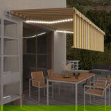 vidaXL Avtomatska tenda s senčilom LED + senzor 5x3 m rumena in bela | Shoptok.si