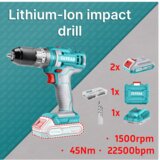 Total akumulatorski udarni vrtalnik 20V/1500rpm/22500bpm/45Nm/P20S/ industrial (set baterija 2x2Ah, polnilec, kovček) (TIDLI201452E) | Shoptok.si