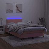  Krevet box spring s madracem LED ružičasti 120x190cm baršunasti | shoptok.hr
