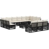 vidaXL Vrtna sedežna garnitura 14 pcs Črna in krem bela poli ratan, (5000270644) | Shoptok.si