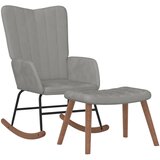 Stolica za ljuljanje s osloncem za noge svjetlosiva baršunasta | shoptok.hr