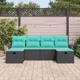  Vrtna sedežna garnitura z blazino 6 pcs Črna Poly ratan, (5000021776) | Shoptok.si