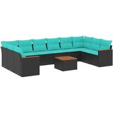 vidaXL 11-dijelni vrtni set s jastucima crni poliratan - Crna Sa stolom 1 | shoptok.hr