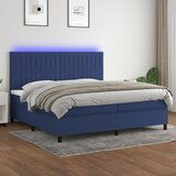 Maison Chic Box spring postelja - Vzmetna postelja z vzmetnico LED modra 200x200 cm blago SL22311, (21891894) | Shoptok.si