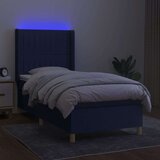  Box spring postelja z vzmetnico LED modra 100x200 cm blago | Shoptok.si