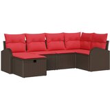 vidaXL Vrtna sedežna garnitura z blazino 6 pcs Rjava Poly ratan, (5000021546) | Shoptok.si