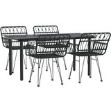  5-dijelni vrtni blagovaonski set od poliratana crni Crna Dužina stola 160 cm | Shoptok.si