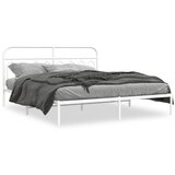  The Living Store Kovinski posteljni okvir z vzglavjem bel 193x203 cm - Posteljni Okvir, (21497434) | Shoptok.si