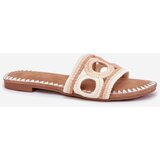 Boto Crocheted women's slippers on a flat heel beige Nirina | Shoptok.si