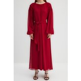 Trendyol X Kevser Sarıoğlu Fuchsia Chiffon Evening Dress With Draping Shoulder Belt and Drape | Eponuda.ba