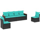  Vrtni set od 6 dijelova s jastucima, crni poliratan | shoptok.hr