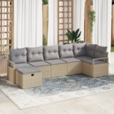 vidaXL 7-delni vrtni kavč set s blazinami bež poli ratan | Shoptok.si
