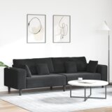 vidaXL Baršunasta sofa s jastukom s jastukom Crna 208 cm Baršun | shoptok.hr