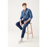 Avva Men's Blue Lace-Up Jeans with Elastic Waist Cene