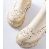 Gemre Beige ankle boots adorned with stitching Castella | Shoptok.si