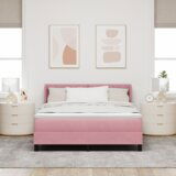 Box Spring Krevet s Madracem Ružičasta 160x200 cm Baršun | shoptok.hr