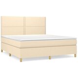  Krevet s oprugama i madracem krem 180x200 cm od tkanine | shoptok.hr