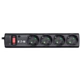 Eaton Protection Strip 4 DIN, 10A, Input: Schuko, Outputs: (4) Schuko; Power Cord Lenght 1m; Over voltage protection; On/Off switch; LED indication; 2yr warranty | Eponuda.ba