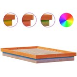 vidaXL LED posteljni okvir voščeno rjav 140x200 cm trdna borovina | Shoptok.si