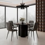 Bessagi Home Jedilna Miza Kiano, Črna, Porcelan, Ø 130cm | Shoptok.si