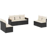 Maison Chic Seti vrtnega pohištva - Vrtna garnitura - Vrtni pohištvo set 7-delna z blazinami črn poli ratan, (21803180) | Shoptok.si
