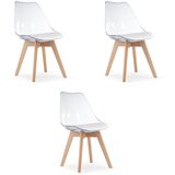 Brandless Set od 3 prozirnih stolica MARK s prirodnim nogama Cijene