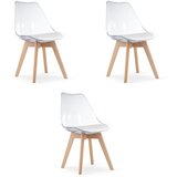 Brandless Stol MARK - prozoren / naravne noge x 3, (22031538) Cene