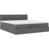 vidaXL Otomanski posteljni okvir z vzmetnico siv 160x200 cm blago | Shoptok.si