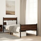vidaXL Posteljni okvir brez vzmetnice hrast 75x190 cm inženirski les Cene
